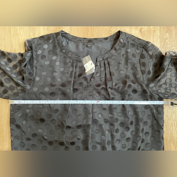 New NWT Talbots black polka dot long sleeve blouse split neck retails $90 - Picture 7 of 8